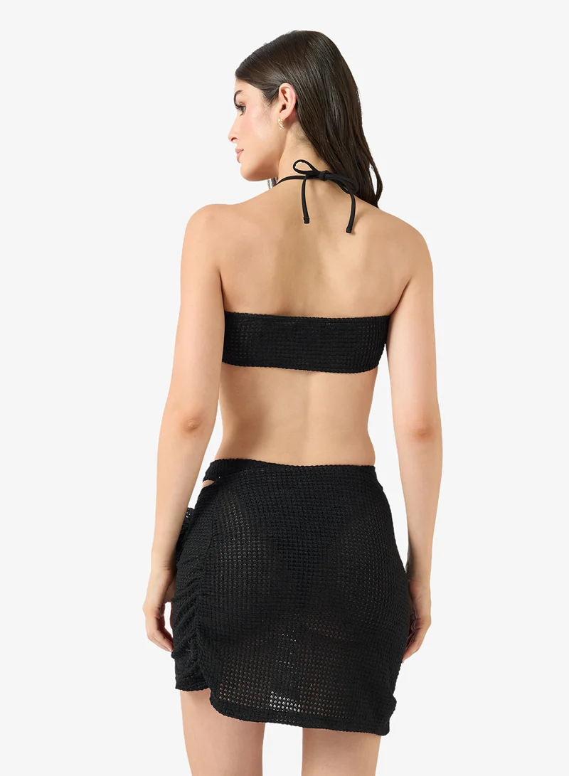 جينجر 3PC Halter Neck Bikini Set with Skirt